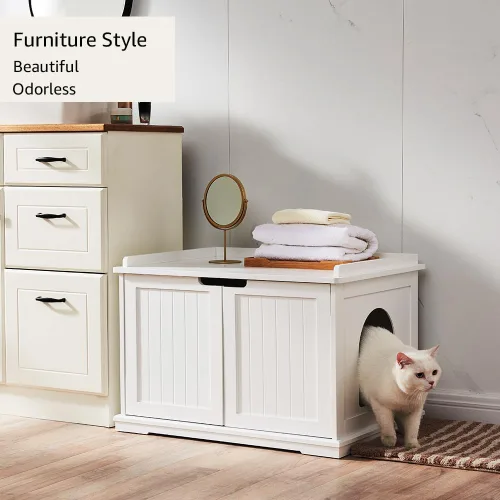 Miniatura 3 de unipaws Muebles de caja de arena para gatos, baño para gatos, cubierta de caja de arena oculta, gabinete para gatos grandes, cajas de arena