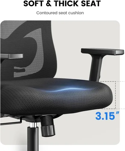 Miniatura 4 de NOBLEWELL - Silla de oficina ergonómica con respaldo alto de malla, para computadora, con soporte lumbar, descansabrazos, respaldo y reposacabezas