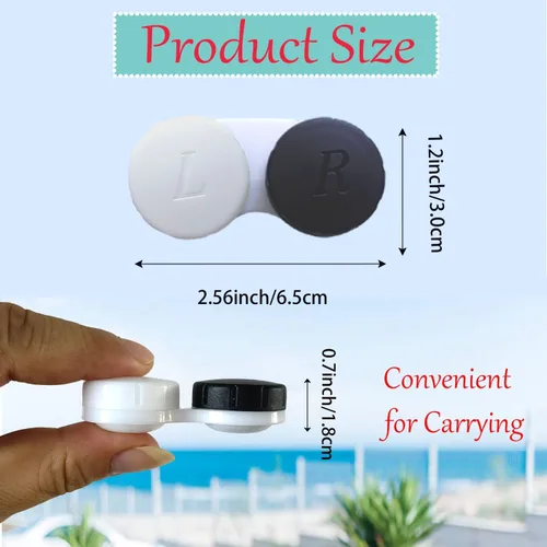 Miniatura 2 de Paquete de 4 Estuches para Lentes de Contacto a Granel Caja Contenedor de Remojo y Almacenamiento (Negro)