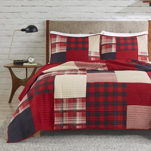 Miniatura 11 de Woolrich - Juego de edredón reversible de algodón, estilo cabaña invertido a color sólido, colcha ligera de retazos para todas las estaciones