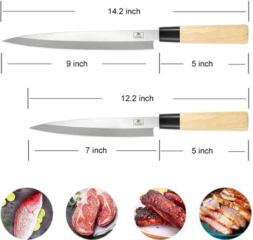 Miniatura 3 de Sashimi - Cuchillo de sushi de 7 a 9 pulgadas, cuchillos de deshuesado perfectos para pescado, pan de chef, para cortar sushi/fileteado de pescado