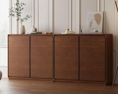Miniatura 4 de LKTART Aparador de buffet moderno de mediados de siglo, aparador estrecho de nogal, armario de almacenamiento de madera Credenza con 2 puertas