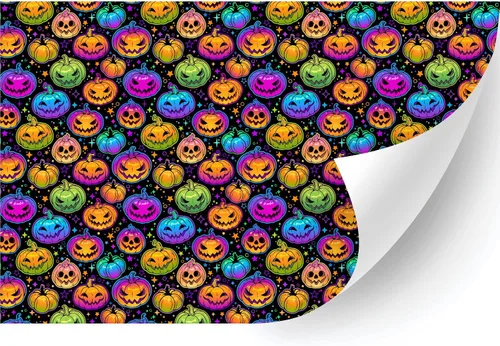 Miniatura 50 de HTV4U Vinilo de transferencia de calor con estampado de Halloween (zigzag de Halloween, 18.5 pulgadas x 3 yardas), papel de transferencia de prensa
