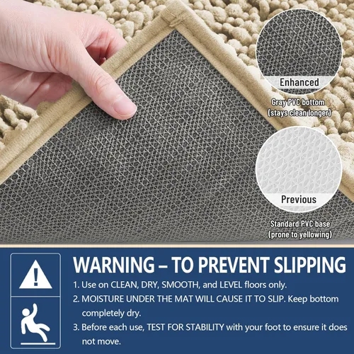 Miniatura 5 de Arotive - Alfombra de baño de lujo de chenilla, extra suave, gruesa, absorbente, esponjosa, antideslizante, se puede lavar y secar a máquina
