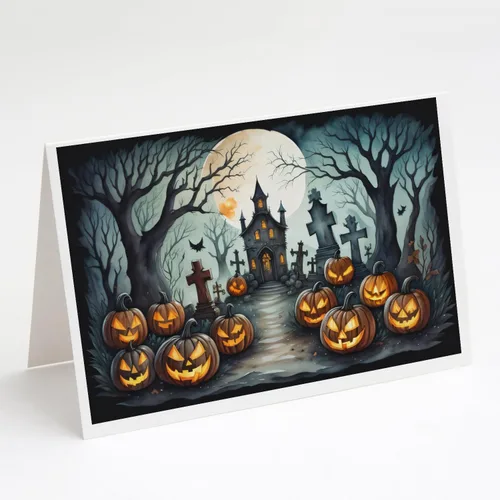 Miniatura 16 de Caroline's Treasures DAC2223GCA7P - Tarjetas de felicitación y sobres de Halloween espeluznantes de gato negro, paquete de 8 tarjetas en blanco