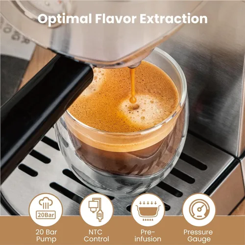 Miniatura 3 de Gevi Espresso Expresso Machine 20 bar con espumador automático de leche, cafetera de café espresso profesional con varita de vapor, máquina compacta