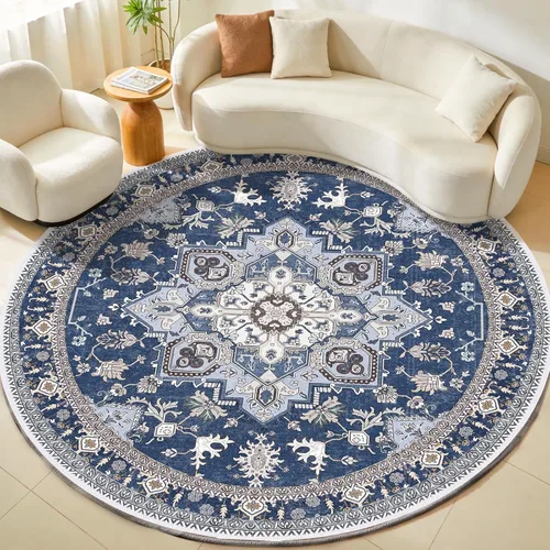 Miniatura 32 de OPPODREAM Alfombras suaves, pequeñas y lavables con parte trasera antideslizante, alfombra de cachemira sintética de pelo bajo, 2 x 3 pies, azul