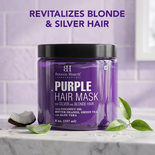 Miniatura 5 de Botanic Hearth Mascarilla morada para el cabello, para cabello rubio, plateado y gris, sin sulfatos ni parabenos, 8 onzas líquidas