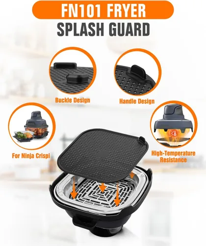 Miniatura 4 de 2 Piezas Salvamanteles de Silicona para Freidora de Aire y Protector contra Salpicaduras para Ninja Crispi, Alfombrilla Resistente al Calor