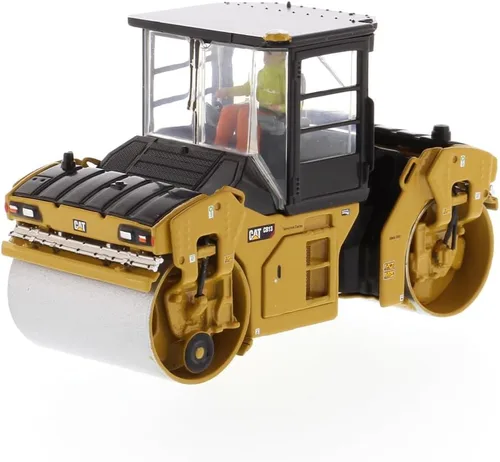 Miniatura 2 de Diecast Masters Compactador vibratorio Caterpillar CB-13 a escala 1:50 con cabina cerrada Camiones Cat Series High Line y equipos de construcción