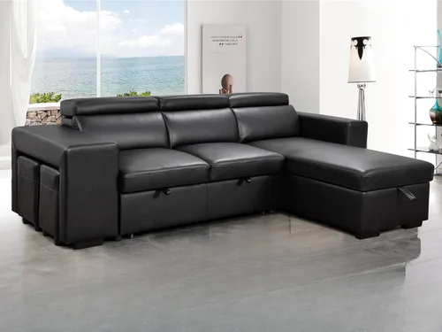 Miniatura 12 de THSUPER Sofá Seccional Reclinable de Cuero de 103 pulgadas en Forma de L con Cama Extraíble y Otomana de Almacenamiento, Sofás Convertibles