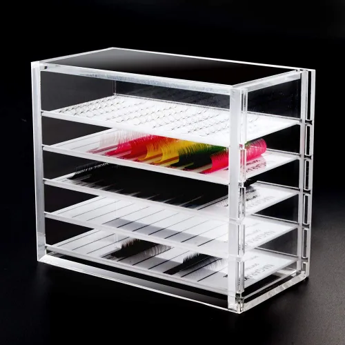 Miniatura 3 de NAGARAKU Caja de almacenamiento magnética para extensiones de pestañas, caja organizadora de pestañas postizas, 5 capas, a prueba de polvo