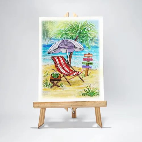 Miniatura 4 de Tarjeta de feliz jubilación, tarjeta de felicitación para compañero de trabajo, tarjeta de felicitaciones, graduación, temática de playa, arte