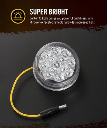 Miniatura 3 de Partsam 10 piezas de luz marcadora de 2.5 pulgadas con 13 LED de doble revolución, luces de giro laterales ámbar para luces auxiliares azules