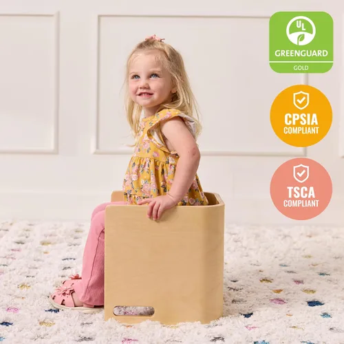 Miniatura 6 de ECR4Kids Silla cúbica multiusos de madera curvada, muebles para niños, natural