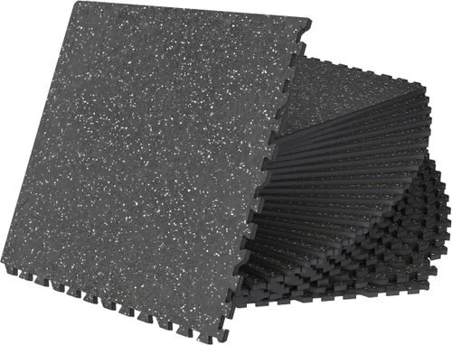 Miniatura 10 de 0.56 Inch Thick 96 Sq Ft Gym Flooring for Home Gym, 24 Tiles Robust Rubber Top with Eva Foam Exercise Equipment Mats, Protective Flooring Puzzle Mat