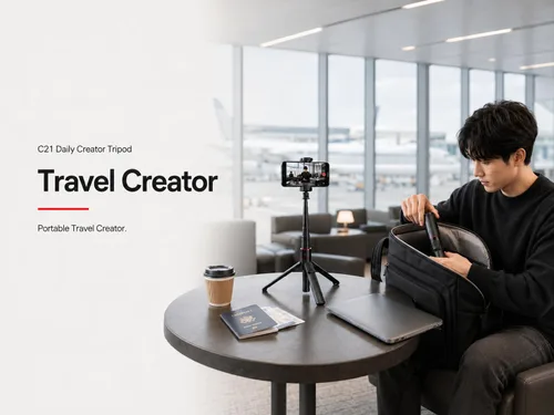 Miniatura 4 de Trípode minimalista Creator para iPhone, trípode compacto de 53 pulgadas con control remoto Bluetooth para vlogging diario, espacio de trabajo