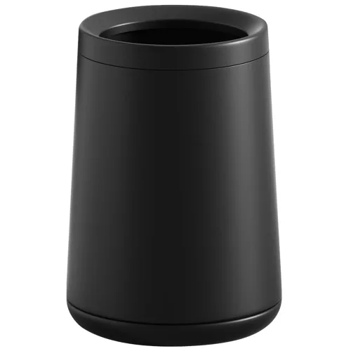 Cubo de basura negro mate de 10L/2.6 galones, cubo de basura de acero inoxidable, parte superior abierta, cubo de basura de metal para baño,