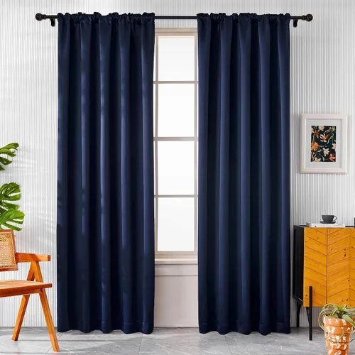 Miniatura 27 de Pickluc Cortinas opacas de 63 pulgadas de largo, 2 paneles de cortinas opacas para dormitorio o sala de estar, pestaña trasera y bolsillo para Negro