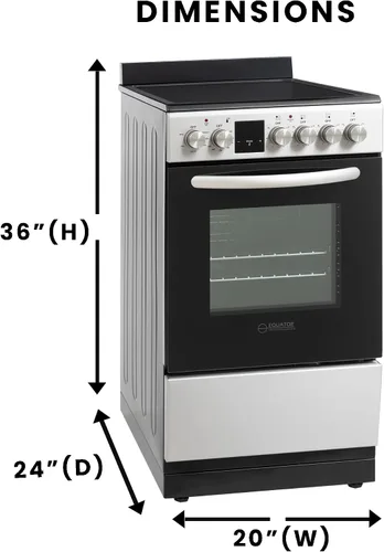 Miniatura 2 de Equator - Cocina eléctrica de 20 pulgadas con horno de convección y freidora de aire, 4 quemadores de cerámica, diseño compatible con ADA, estufa