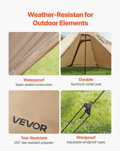 Miniatura 4 de VEVOR Tienda Caliente, Tiendas de Campaña Tipi Calientes con Toma para Estufa, Tiendas de Campaña Portátiles de Invierno con Faldón para Nieve