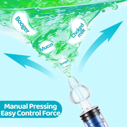 Miniatura 6 de Aspirador nasal para bebé, jeringa nasal para jeringa de bebé, irrigador nasal con punta de succión nasal de silicona reutilizable profesional, Azul
