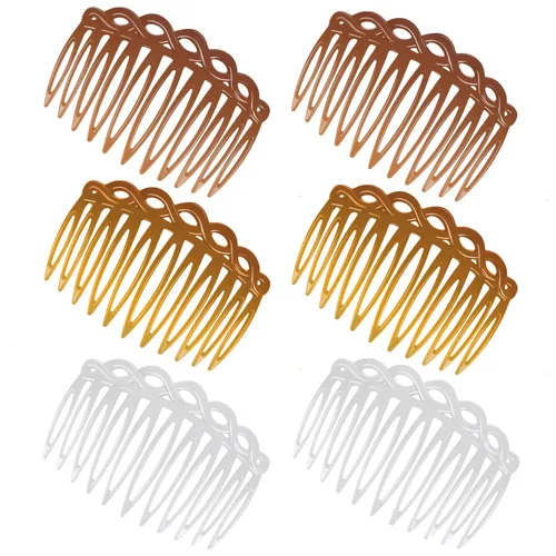 Miniatura 13 de COMNICO Juego de 6 peines laterales franceses para el cabello, accesorios de peine de pelo para mujer, juego de accesorios de plástico giratorio