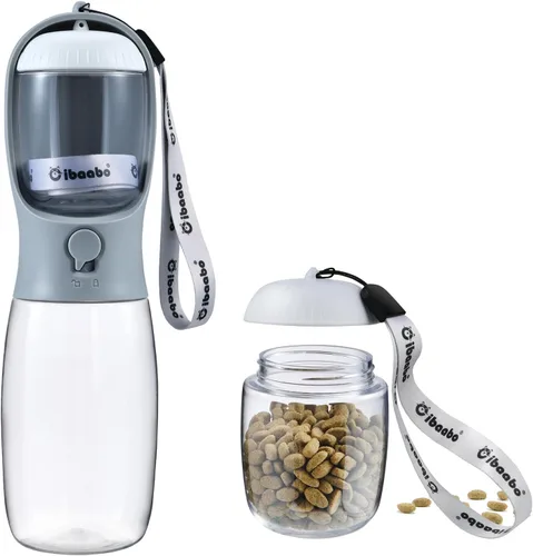 Miniatura 11 de Cibaabo Botella de agua para perros con contenedor de alimentos, cuenco de agua para cachorros de viaje, dispensador portátil para mascotas