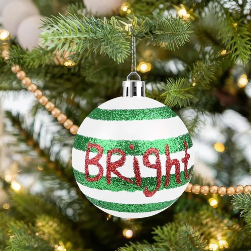 Miniatura 4 de 16 piezas de esferas decorativas de Navidad - Adornos de bolas rojas, verdes y blancas de 2.36", decoración navideña irrompible para árbol