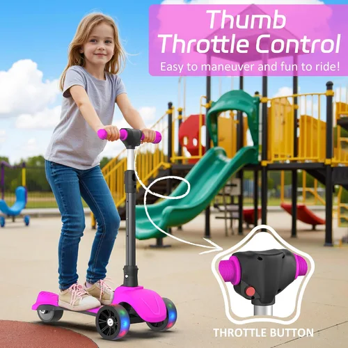 Miniatura 7 de Electric Scooter, 80W Motor, 3 Levels Adjustable Handlebar, 5 Mph Safe Speed, Lighted Up Wheel, Lean-to-Steer Design, Foldable Kick Scooter Boys &