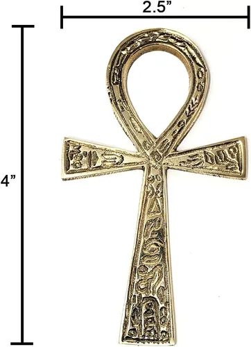 Miniatura 2 de New Age Imports, Inc. Ankh de latón macizo de 4 pulgadas, perfecto para altar, decoración de pared, regalos, necesidades rituales Latón Ankh 4