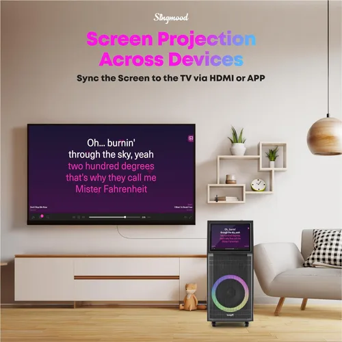 Miniatura 6 de Máquina de karaoke para adultos, con pantalla de letras, altavoz Bluetooth grande portátil inteligente, 2 micrófonos inalámbricos, sistema