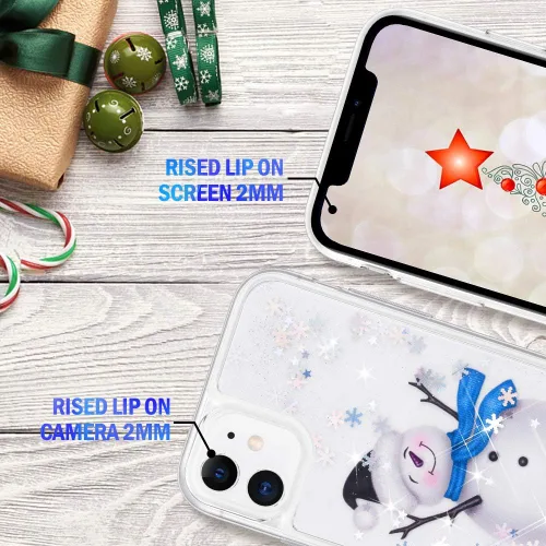 Miniatura 4 de Maxdara Funda de Navidad para iPhone 11, diseño de muñeco de nieve con purpurina líquida brillante cubierta bonita para niñas y niños, 6.1 pulgadas