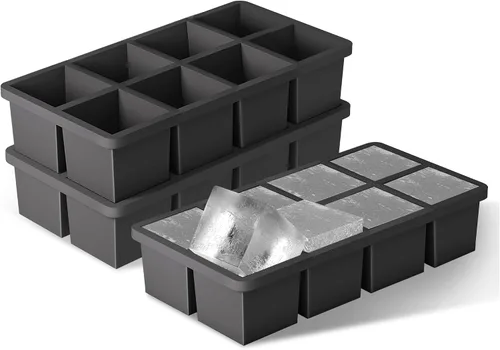 Miniatura 12 de Samuelworld Moldes grandes de silicona para cubitos de hielo, paquete de 2, cubos grandes de 2 pulgadas, grado alimenticio, flexibles, 8 cavidades