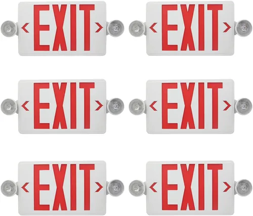 CM MZY Señal de salida LED con luces de emergencia, luz de señal de salida con batería de respaldo, luces de emergencia de letra roja con dos Rojo
