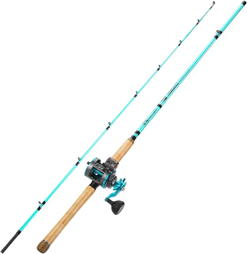 Miniatura 2 de Sougayilang Inshore Fishing Rod Combo with Line Counter Fishing Reel Suitable for Catfish, Salmon/Steelhead, Striper Bass Fishing Mano derecha