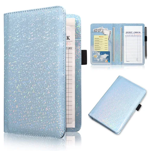 Miniatura 17 de ACdream - Libretas de servicio para camarera, libreta de anotación de comensales, lindo organizador de piel y cartera para dinero, para presentar AB