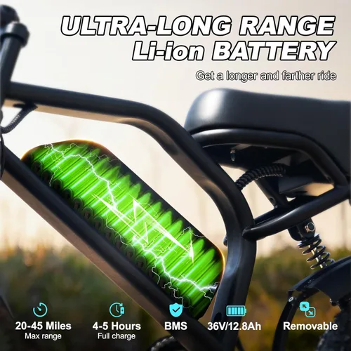 Miniatura 2 de AVDLBIKE Bicicleta eléctrica, bicicleta eléctrica de 16 pulgadas con neumáticos gruesos para adolescentes/adultos, bicicleta eléctrica pequeña