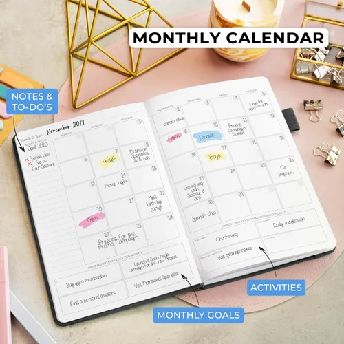 Miniatura 5 de Legend Planner Diario durante 3 meses – Planificador mensual semanal y diario sin fecha para alcanzar objetivos. Organizador y diario de Negro