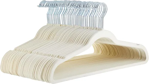 Miniatura 20 de Amazon Basics - Juego de 100 perchas para ropa, delgadas, antideslizantes y de terciopelo, color negro