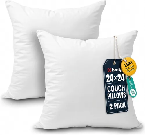 Miniatura 12 de Foamily Juego de 4 rellenos para almohada hipoalergénicas de primera calidad, con forma cuadrada de poliéster, estándar, blancos