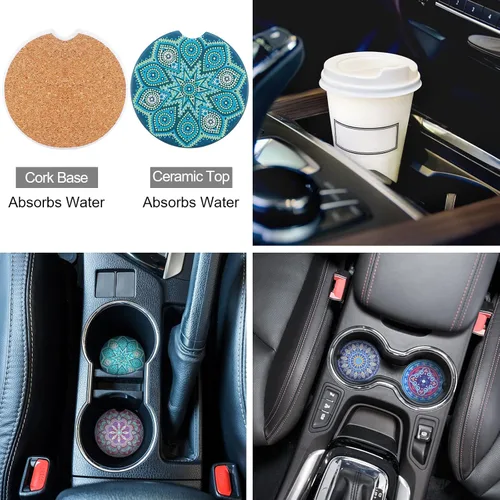 Miniatura 7 de Frienda 14 piezas de fundas para asientos de coche, juego completo multicolor con estampado de rayas estilo boho, funda para volante, funda