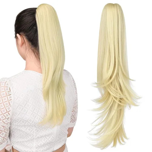 Miniatura 15 de Extensión de cola de caballo, extensiones de cabello con clip de garra de 24 pulgadas, extensiones de cabello largo y lacio, extensión de cabello