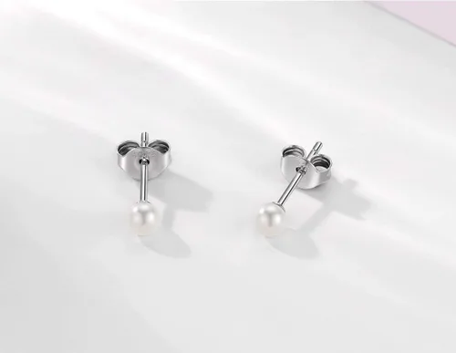 Miniatura 3 de 1 par de pendientes de plata de ley hipoalergénicos de 0.118in con perlas pequeñas y circonitas cúbicas para mujeres y hombres, 3 opciones
