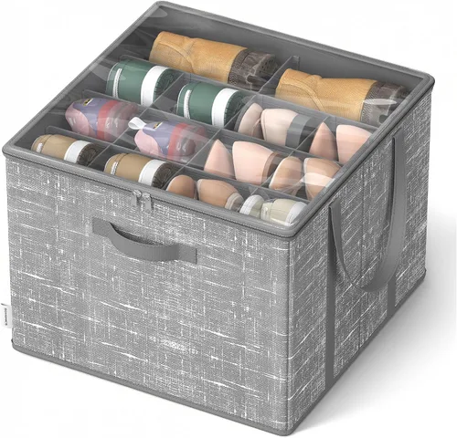 Miniatura 7 de SONGMICS Organizador de zapatos para armario, caja organizadora de zapatos de tela con divisores ajustables, compartimentos de almacenamiento