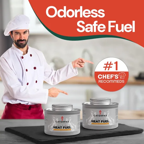 Miniatura 6 de Paquete de 12 latas de combustible de 6 horas para calentadores de alimentos y bandejas de bufé de rozaduras, sin olor, sin humo, mecha