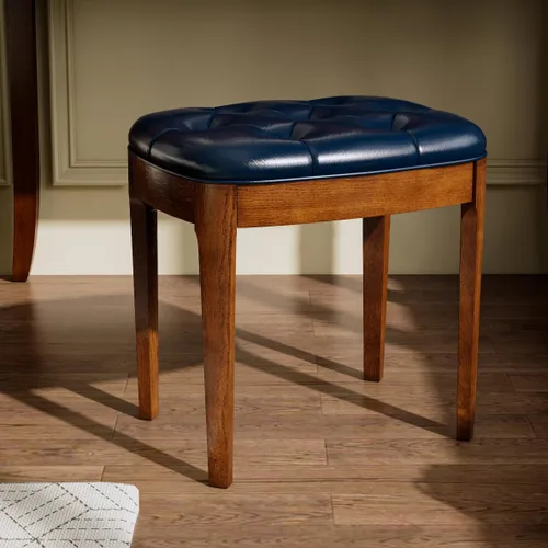Vantity Taburete de banco con tapizado, elegante y moderno, banco de tocador de maquillaje, versátil para comedor, sala de estar, 19.3 x 14.9 x 19.3
