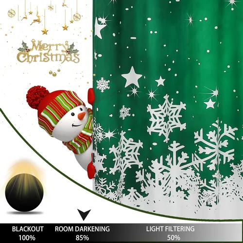 Miniatura 4 de CAROMIO, cortinas de Navidad para sala de estar, juego de 2 paneles, cortinas largas de terciopelo de 63 pulgadas, cortinas decorativas con copos