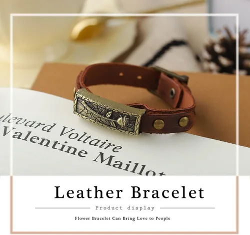 Miniatura 4 de Pulseras de cuero boho vintage marrón pulsera hebilla hebilla rosa pulseras hechas a mano para mujeres y hombres