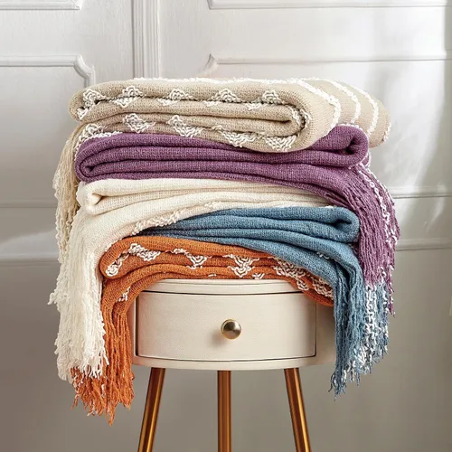 Miniatura 5 de Bourina - Manta de chenilla de punto, ligera, suave, acogedora, para cama, sofá, silla